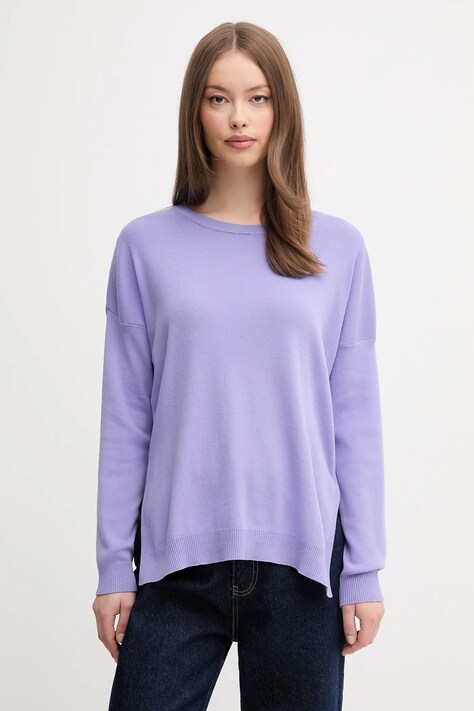 United Colors of Benetton pulover de bumbac femei, culoarea violet, light, 1091D10D7