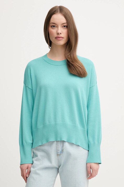 Bavlněný svetr United Colors of Benetton dámský, tyrkysová barva, 1294D10DP