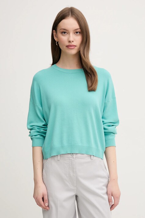 Хлопковый свитер United Colors of Benetton цвет бирюзовый лёгкое 1091D10D6