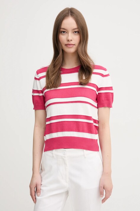 Βαμβακερό πουλόβερ United Colors of Benetton χρώμα: ροζ, 1294E10D0