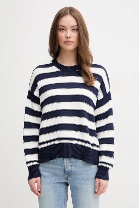 United Colors of Benetton sweter bawełniany damski kolor granatowy 1494E10CW