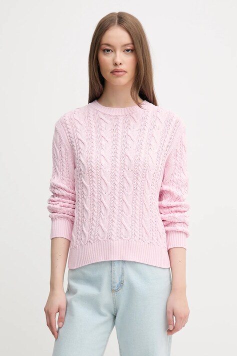 Pamučni pulover United Colors of Benetton boja: ružičasta, 1594D10D4