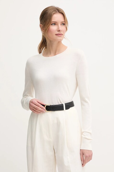 United Colors of Benetton pulover din amestec de mătase femei, culoarea bej, light, 1ZRED10CP