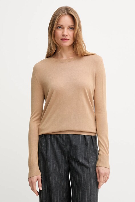 United Colors of Benetton sweter z dodatkiem jedwabiu kolor beżowy lekki 1ZRED10CP