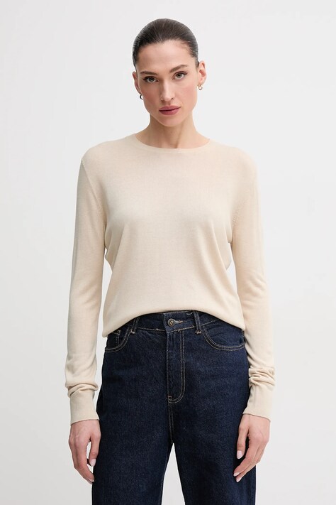 United Colors of Benetton pulover din amestec de mătase femei, culoarea bej, light, 1ZRED10CP