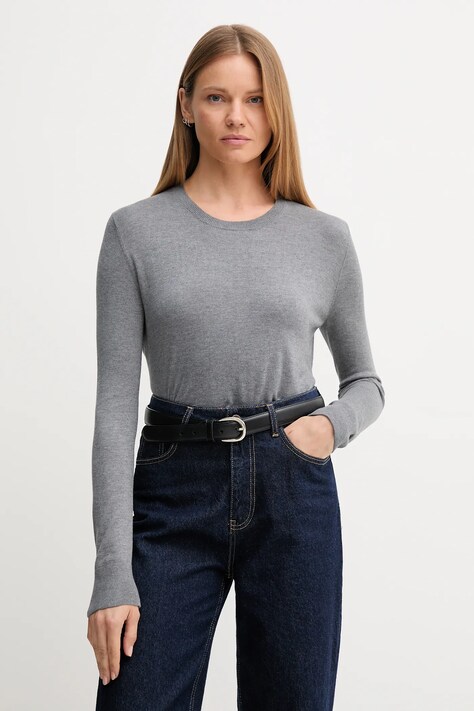 United Colors of Benetton sweter z dodatkiem jedwabiu kolor szary lekki 1ZRED10CP