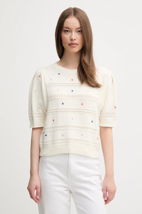 Памучен пуловер United Colors of Benetton в бежово от лека материя 10C1E10DO