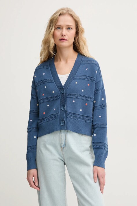 Bavlněný kardigan United Colors of Benetton dámský, tmavomodrá barva, 10C1E604W