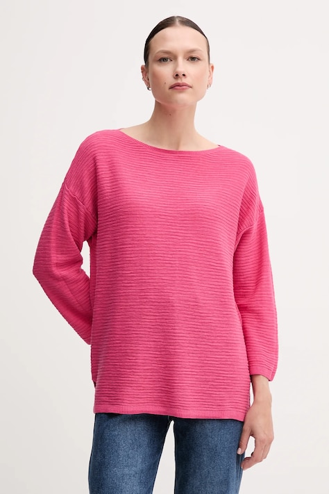 United Colors of Benetton sweter z domieszką lnu damski kolor różowy 115GD10CT