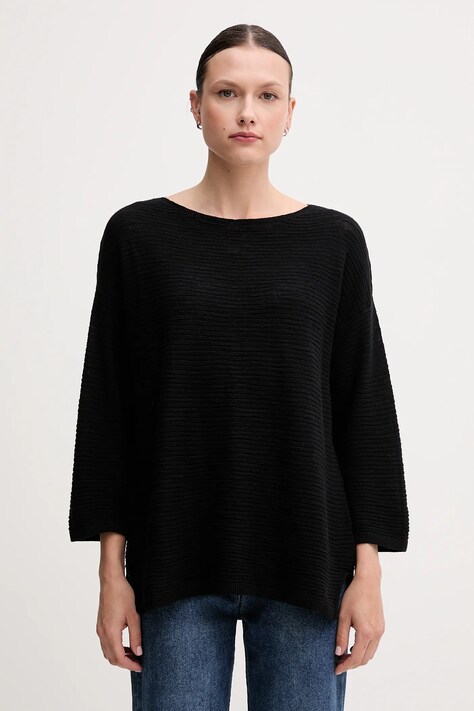 United Colors of Benetton maglione con aggiunta di lino colore nero  115GD10CT