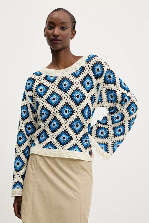 Pulover Desigual DEMIS za žene, boja: bež, lagani, 25SWJF25