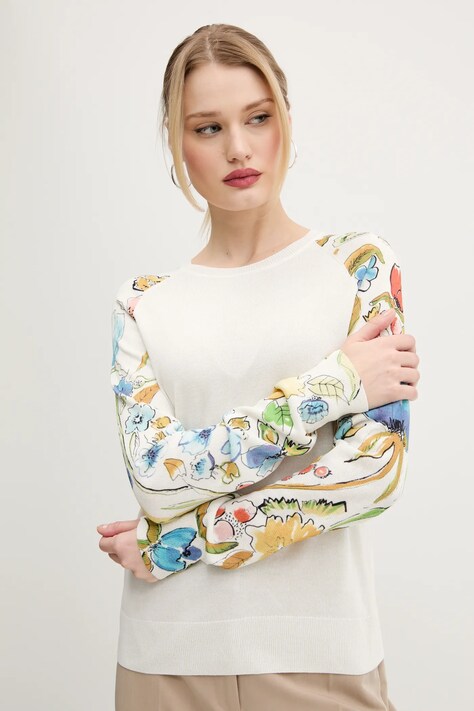 Desigual pulover din amestec de in RANDERS femei, culoarea bej, light, 25SWJF31
