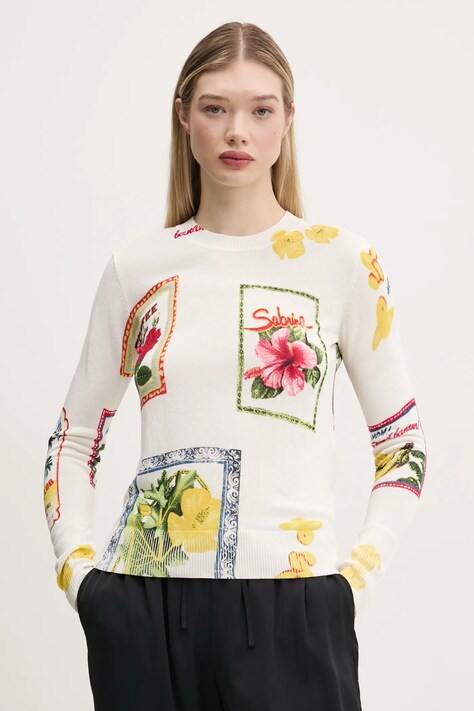 Свитер с примесью льна Desigual TAMPERE женский цвет бежевый лёгкий 25SWJF32