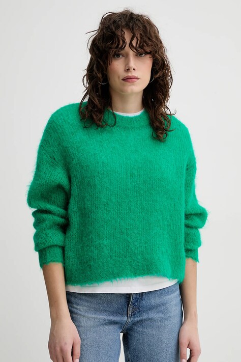 Вълнен пуловер American Vintage дамски в зелено BYM18CE25