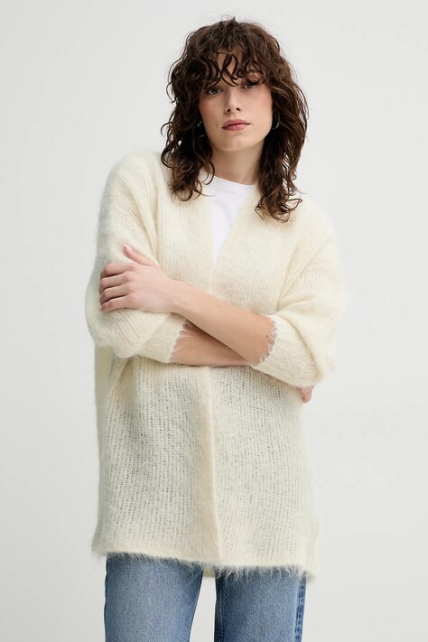 American Vintage sweter z domieszką wełny damski kolor beżowy lekki BYM19BE25