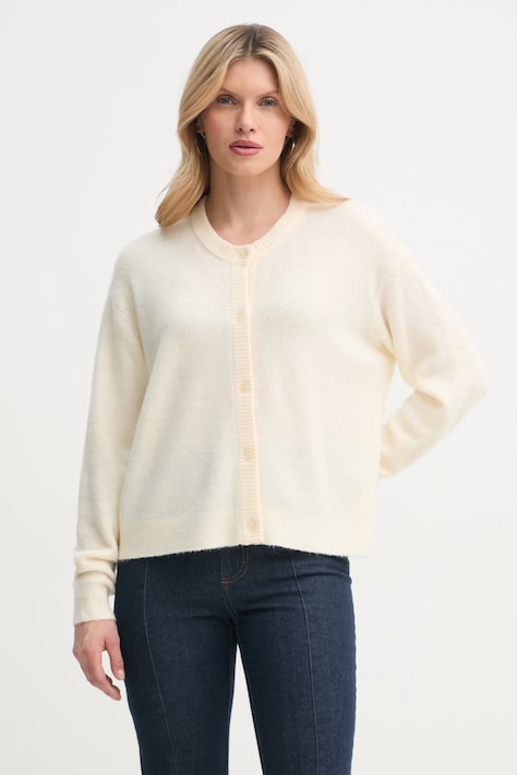 Ζακέτα από μίγμα μαλλιού American Vintage χρώμα: μπεζ, DAM19EE25