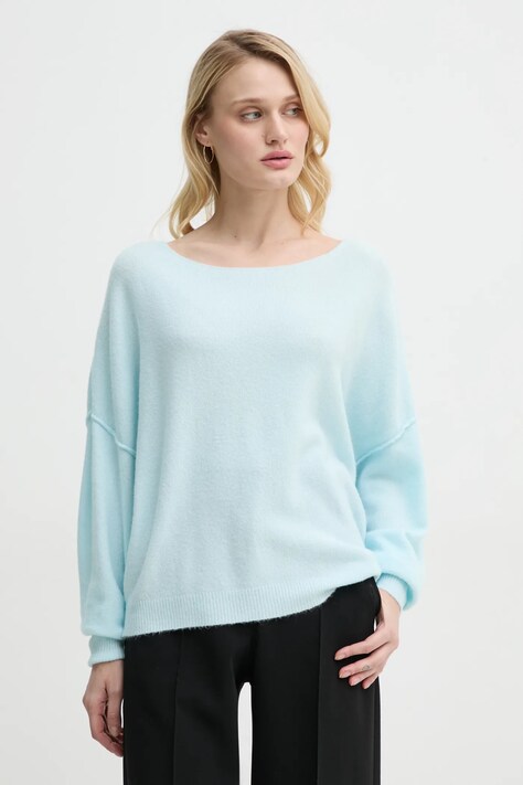 American Vintage sweter z domieszką wełny damski kolor niebieski lekki DAM225E25