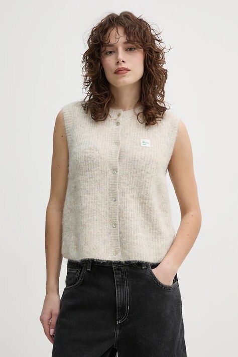 American Vintage sweter damski kolor beżowy lekki EAST19MCE25