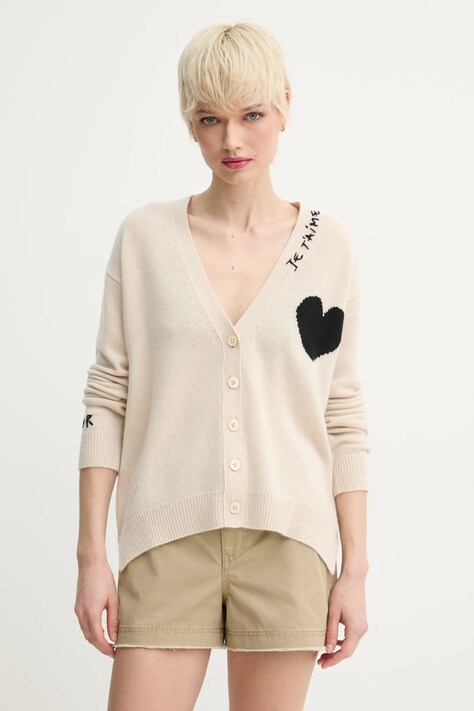 ZADIG&VOLTAIRE kardigan kaszmirowy damski kolor beżowy lekki KWCA00567