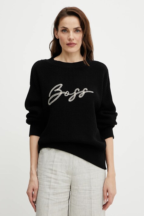 Bavlněný svetr BOSS Orange dámský, černá barva, 50540285