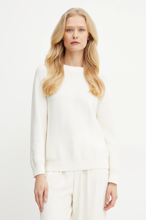 Pamučni pulover BOSS za žene, boja: bež, 50540213