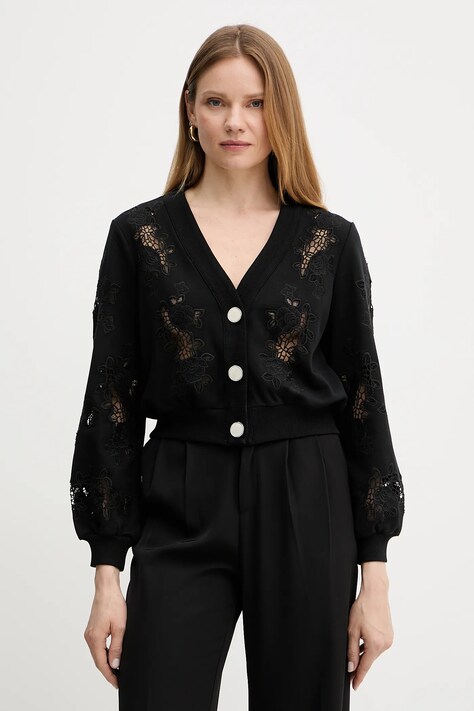 Жилетка Guess дамска в черно от лека материя W5GQ11 KCWY1