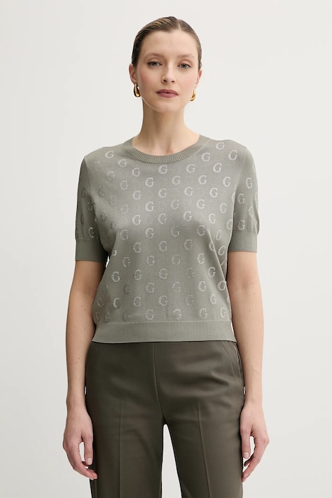 Tričko Guess JASMINE dámské, zelená barva, W5GR05 Z3D60