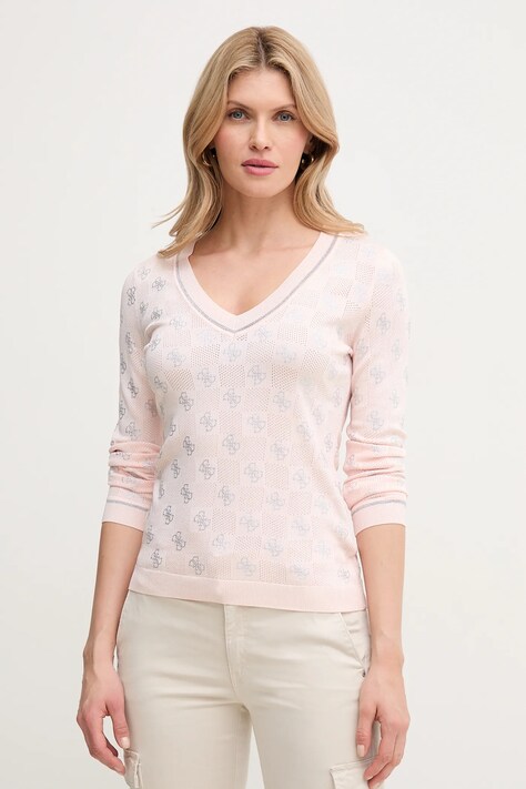 Guess pulover ROSIE femei, culoarea roz, light, W5GR07 Z3D60