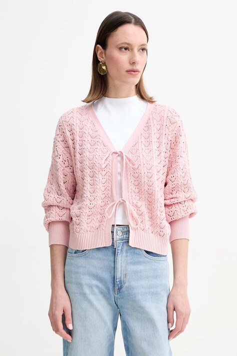 Guess cardigan din bumbac RUTH femei, culoarea roz, W5GR43 Z3C71