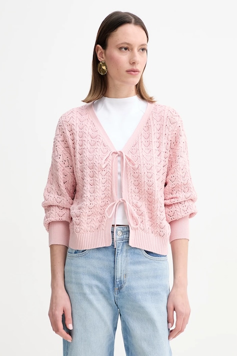 Хлопковый кардиган Guess RUTH женский цвет розовый W5GR43 Z3C71
