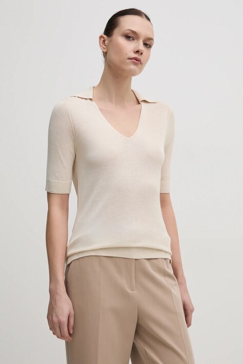Calvin Klein pulover din amestec de mătase culoarea bej, light, K20K208200
