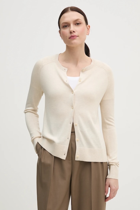 Cardigan s příměsí hedvábí Calvin Klein béžová barva, K20K208405