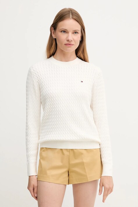 Tommy Hilfiger maglione in cotone colore beige  WW0WW44993