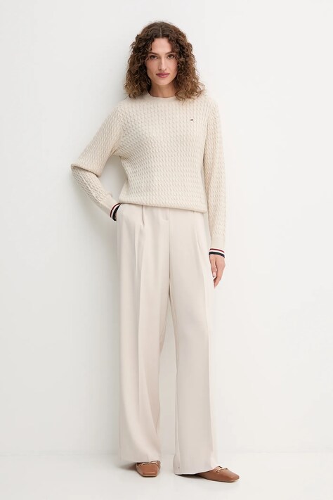 Tommy Hilfiger maglione in cotone colore beige  WW0WW44993