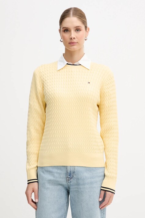 Tommy Hilfiger sweter bawełniany kolor żółty lekki WW0WW44993
