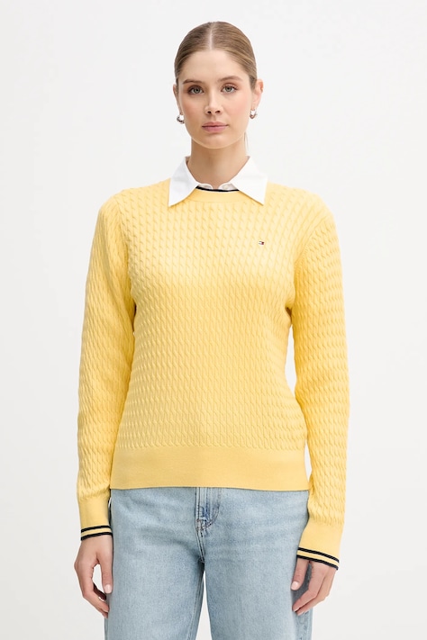 Bavlněný svetr Tommy Hilfiger žlutá barva, WW0WW44993