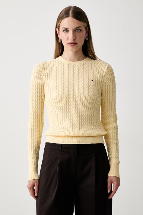 Tommy Hilfiger svetr dámský bavlněný žlutý WW0WW44993