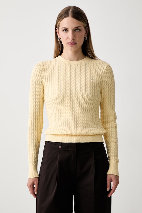 Tommy Hilfiger pulover pentru femei din bumbac galben WW0WW44993