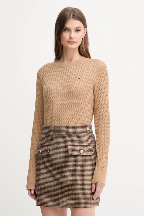Bavlněný svetr Tommy Hilfiger béžová barva, WW0WW44993