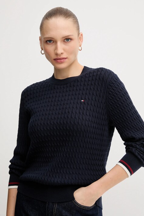Bombažen pulover Tommy Hilfiger bež barva, WW0WW44993