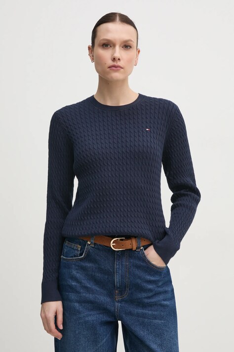 Хлопковый свитер Tommy Hilfiger цвет синий лёгкий WW0WW44993
