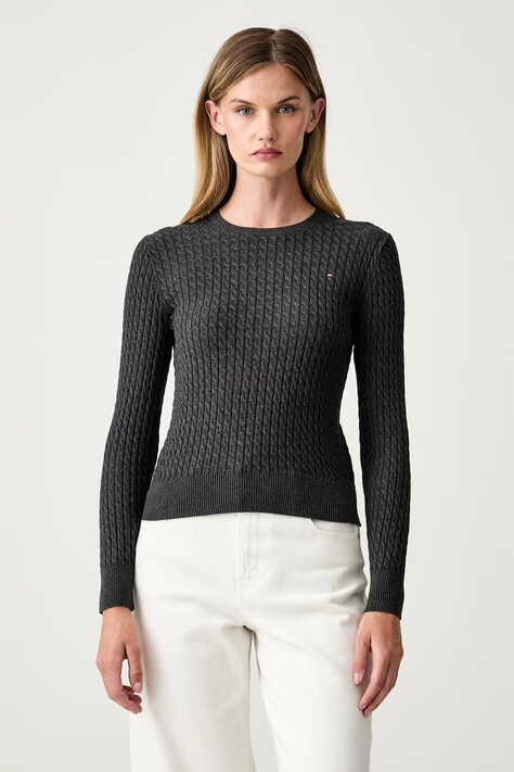 Tommy Hilfiger sweter damski bawełniany szary WW0WW44993