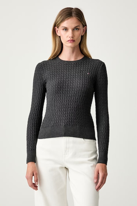 Tommy Hilfiger női pamut pulóver szürke WW0WW44993