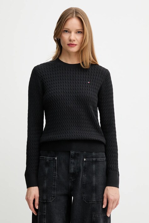 Памучен пуловер Tommy Hilfiger в бежово от лека материя WW0WW44993