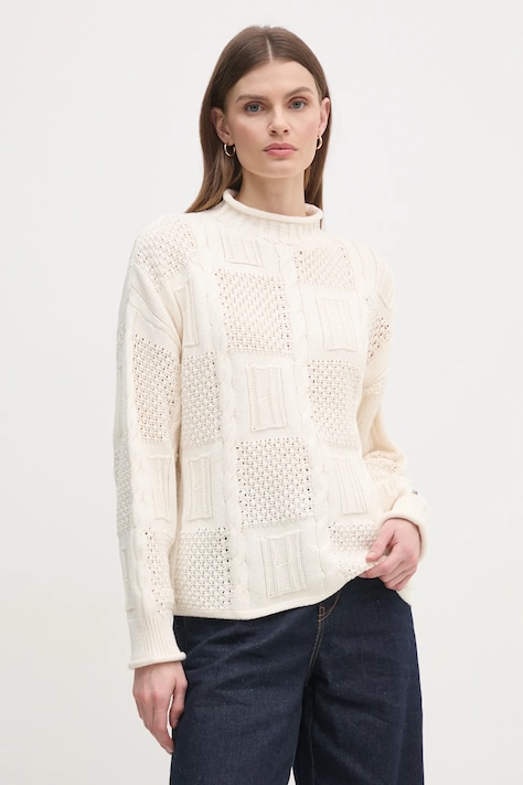 Svetr Tommy Hilfiger dámský, béžová barva, s pologolfem, WW0WW45102