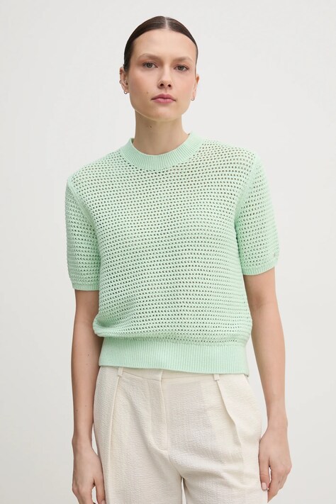 Tommy Hilfiger tricou femei, culoarea verde, WW0WW45950