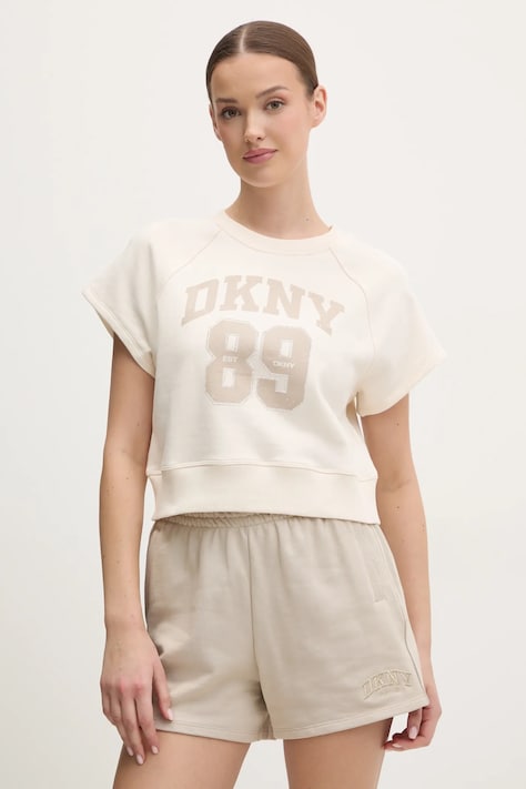 Bavlněné tričko Dkny béžová barva, DP5T1231