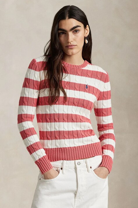 Polo Ralph Lauren pulover de bumbac femei, culoarea rosu, 211965754