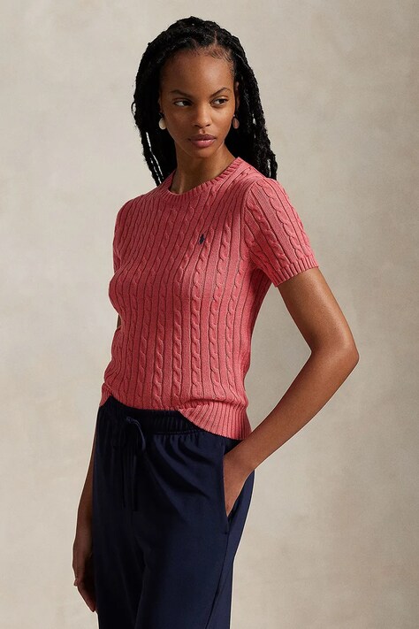Polo Ralph Lauren pulover de bumbac femei, culoarea rosu, 211965761