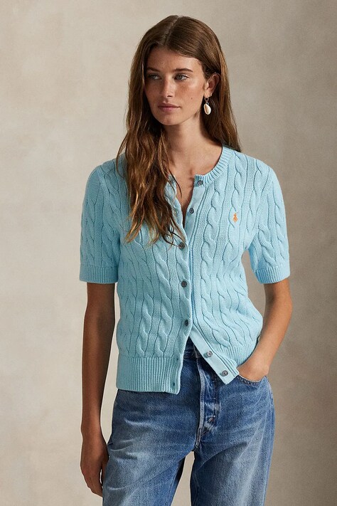 Polo Ralph Lauren kardigan bawełniany damski kolor niebieski 211966720